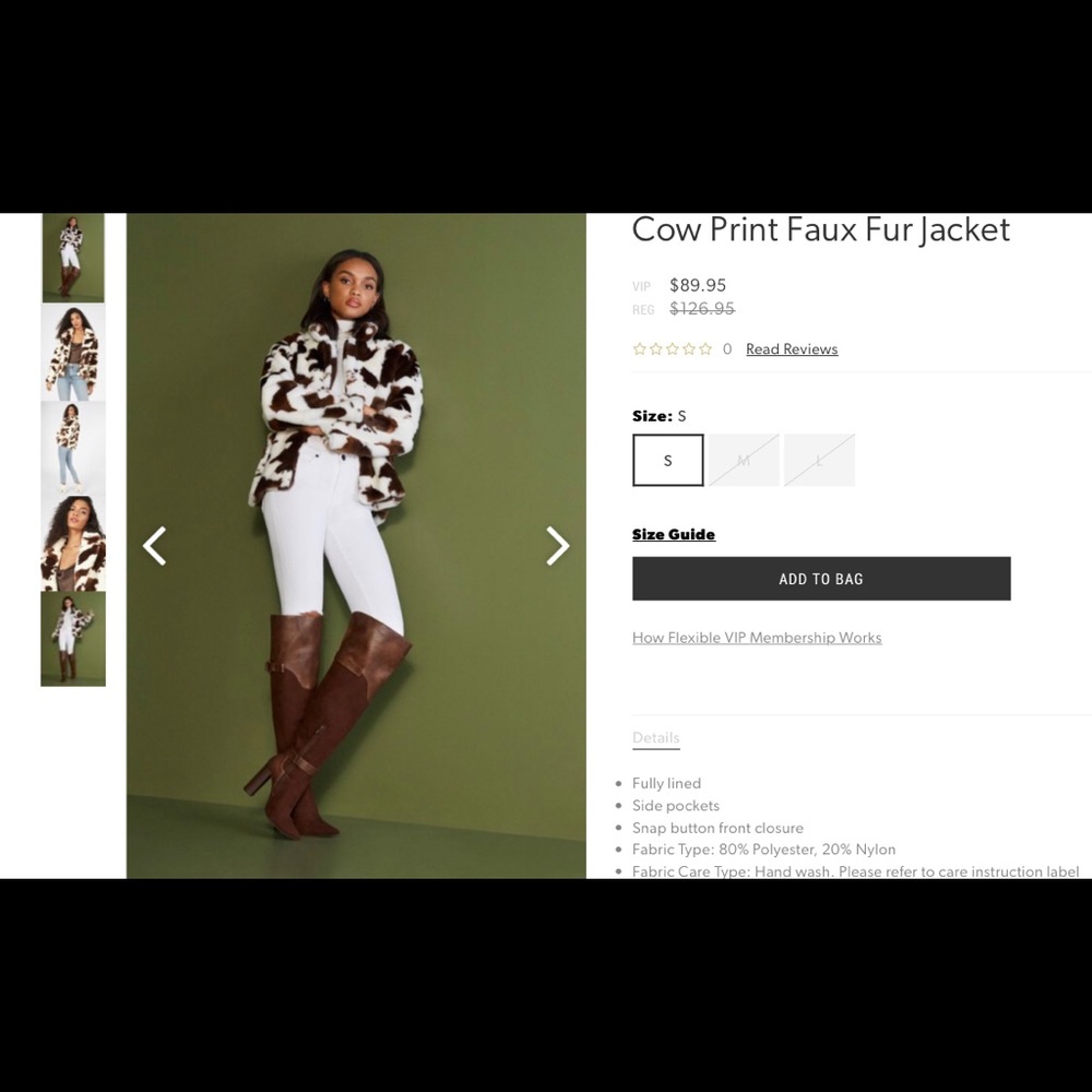 Cow print Faux fur jacket (brand new)